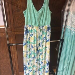 Love Reign Aqua and Floral Maxi Dress